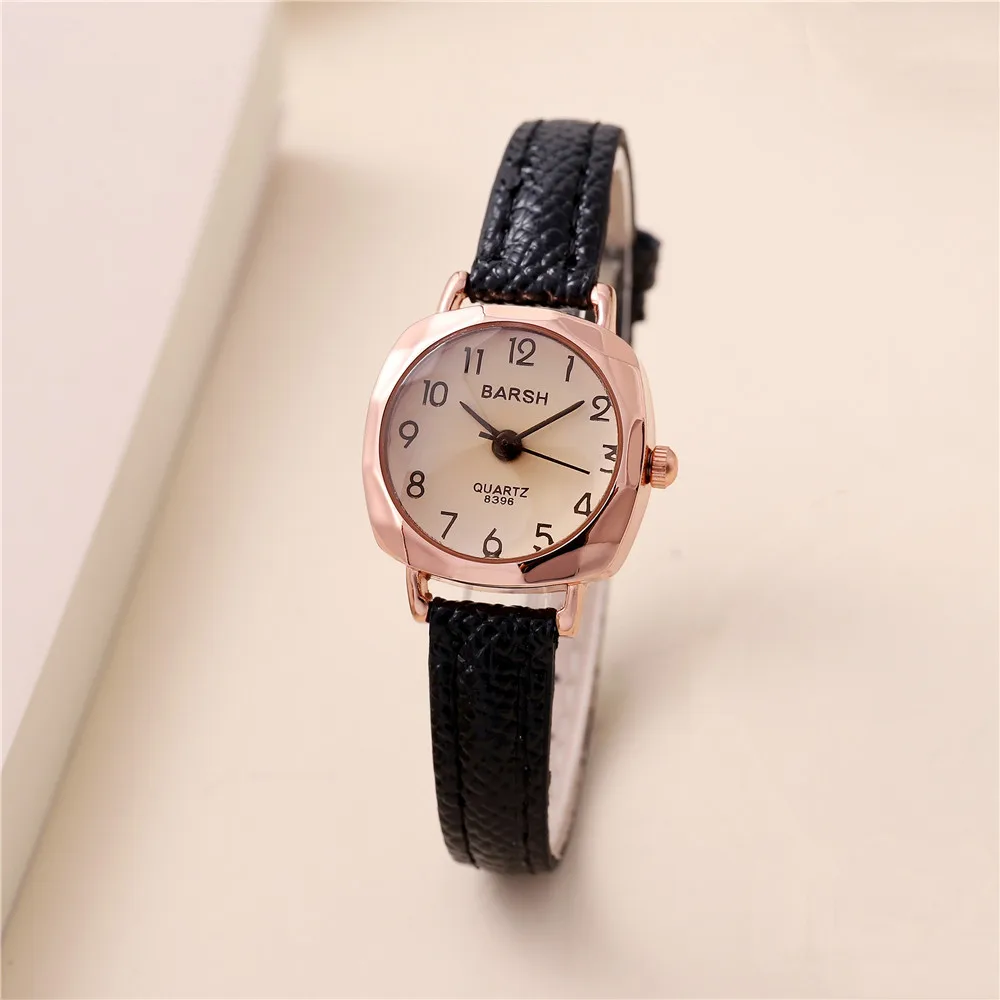 trendy small dial pu leather women ladies quartz casual watch