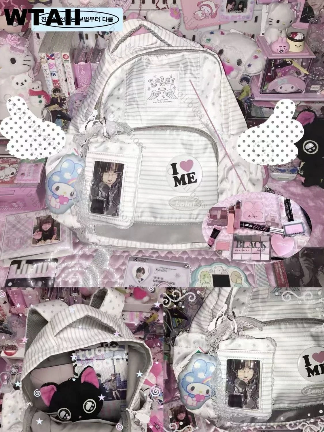 Fashion Striped Dot Decor Back - Canvas Backpack Casual 评论和价格