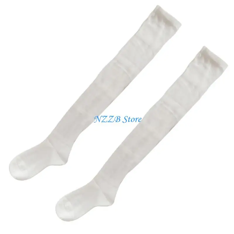 

T21F Scrunch Thin Over Knee Socks Solid Color Stretch Thigh High Stockings for Women
