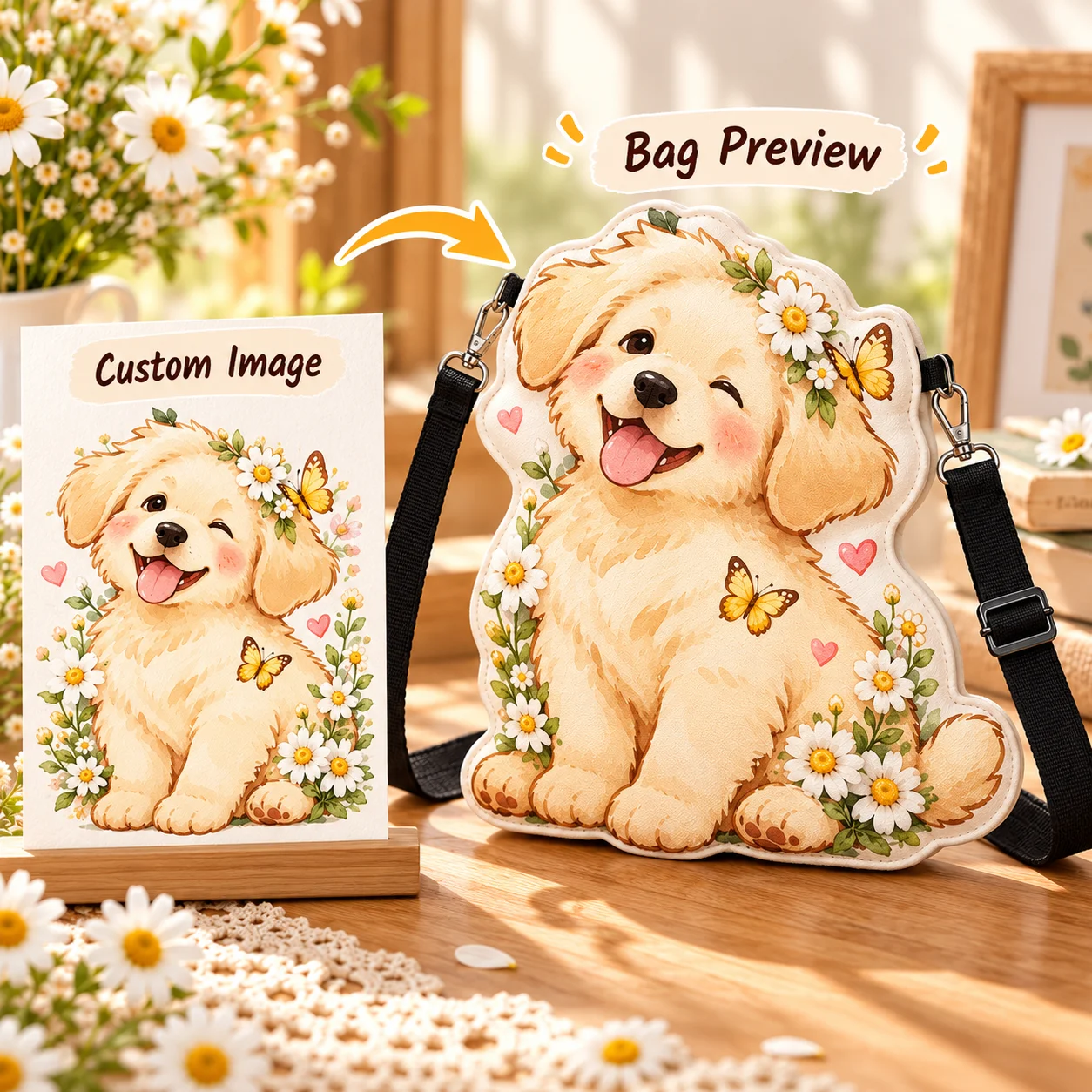 Custom Unique Shape Crossbody Bag Personalized Design Shoulder Sling Bag Creative Gift for Women Men Travel Casual Outing