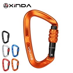 XINDA-mosquetón de escalada en roca 25KN, hebilla de seguridad en forma de D, bloqueo de tornillo, puerta con resorte, mosquetón de aluminio, Kits para exteriores