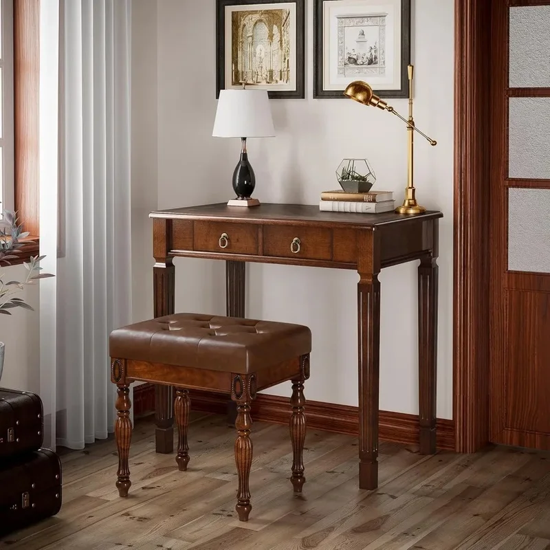 Solid Wood Makeup Vanity Table Set, 31.5