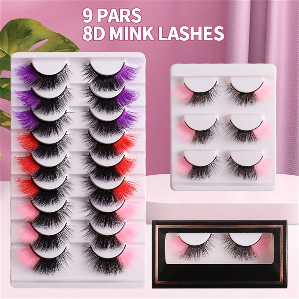 Faux Cils Eyelash Extension 1pair Fake Eyelashes Makeup Colored Lashes Party Stage Show Soft 5d False Eyelash Cosmetics Cosplay