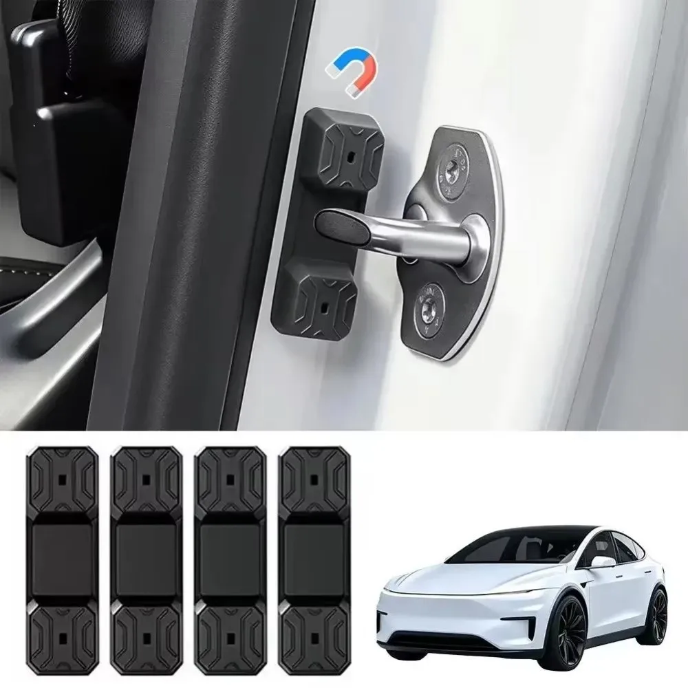 4pcs Silicone Magnetic Car Door Shock Absorber Universal Sound Deadening Door Damper Cushion Anti-Vibration Shock Absorbing