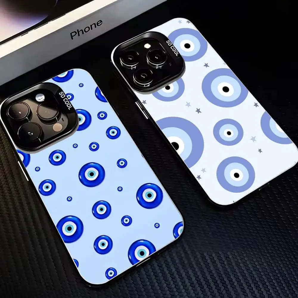 

Lucky Blue Evil Eye Phone Case For iPhone17,16,15,14,13,12,11 Plus,Pro Max Black Matte Shockproof Cover