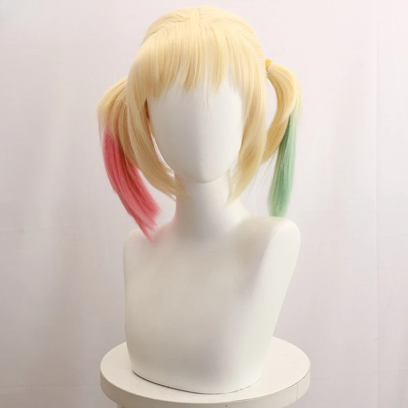 Peruca cosplay de rabo de cavalo curto tingível do Esquadrão Suicida Raptor de Harley Quinn