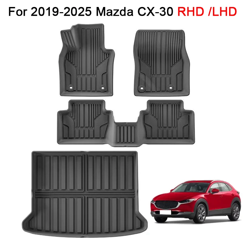 

Car Floor Mats for 2019 2020 2021 2022 2023 2024 2025 Mazda CX-30 Left Hand Drive TPE Cargo Liner Waterproof Trunk Mat RHD