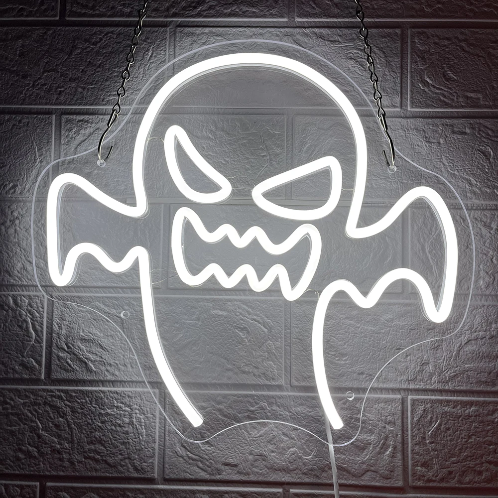 USB Powered Switch Halloween Ghost Skeleton Skull Light up Neon Led Sign for Wall Decor Halloween Party Supplies