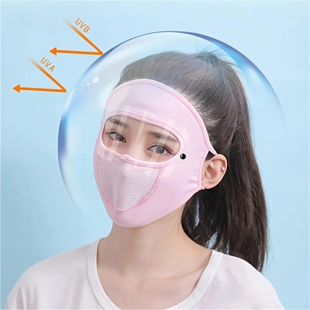 Ice Silk Sun Protection Mask with Detachable Sunglass Summer Anti-UV Breathable Full Face Cover Outdoor Cycling Sport Equipment