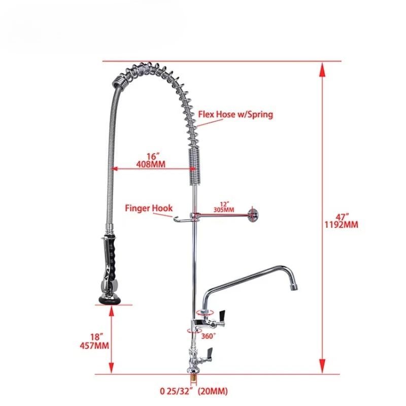 Rubinetto da cucina commerciale Rubinetti miscelatori per lavello pre-risciacquo in ottone per ristoranti e hotel