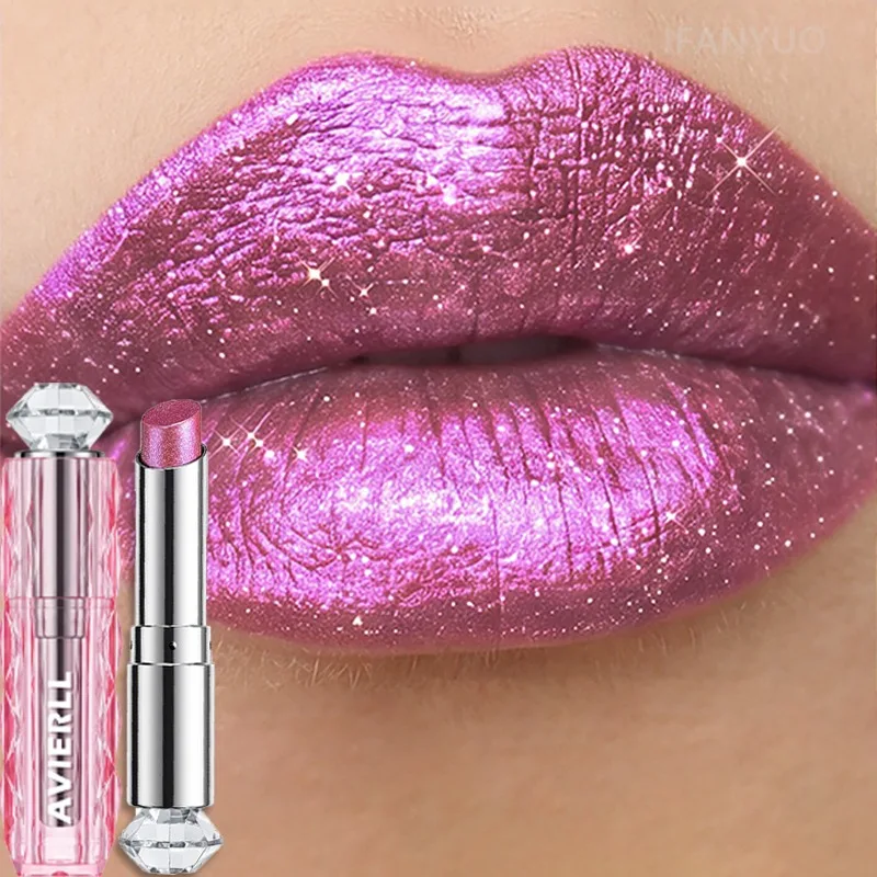 Polarizing Lipstick Starlight Holographic Shimmer Lip Stick Long Lasting Moisturizing Plumping Glitter Metallic Lip Tint Makeup