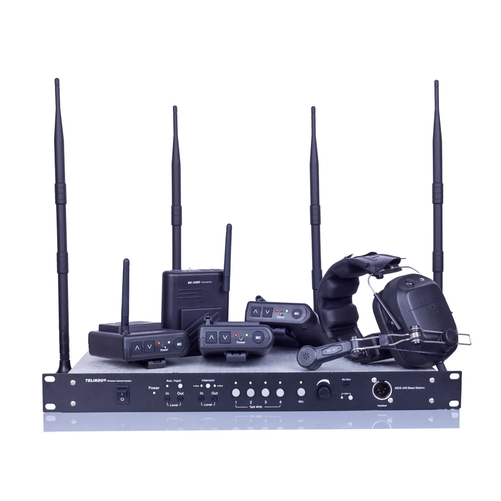 TELIKOU MDS-400 | 2.4Ghz Wireless Intercom Package 4 Users Full Duplex Digital