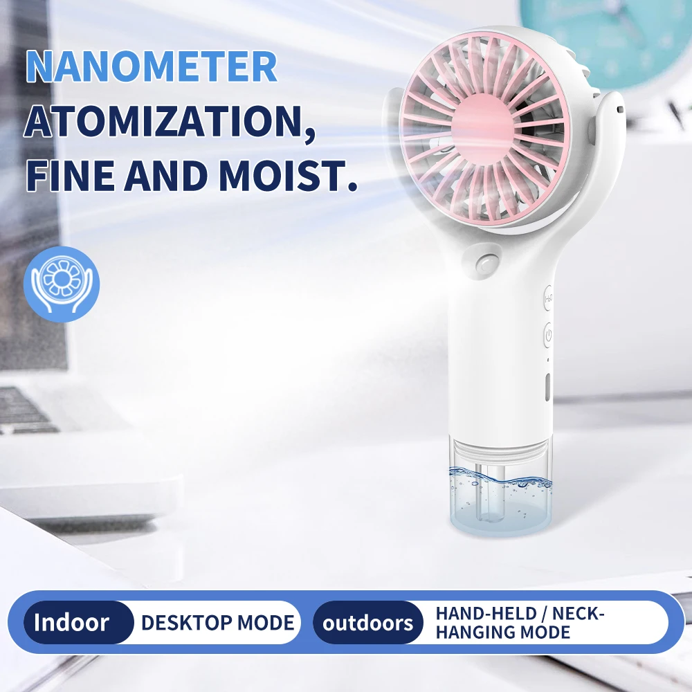 

Portable Handheld Spray Fan Rechargeable Mini Mist Cooling Fan with 3 Speed Adjustable USB Small Personal Fan for Travel Office