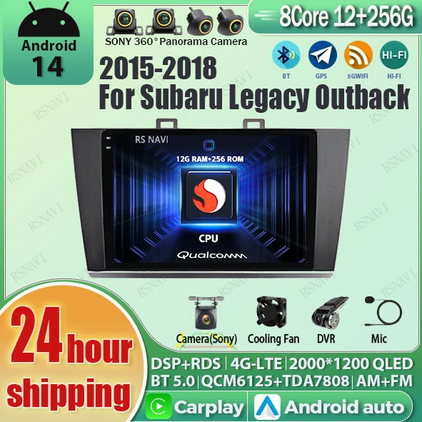 

Android 14 Car Radio For Subaru Outback Legacy 2015 2016 2017 2018 Navigation Multimedia Player Stereo WiFi+4G Video 360 Camera