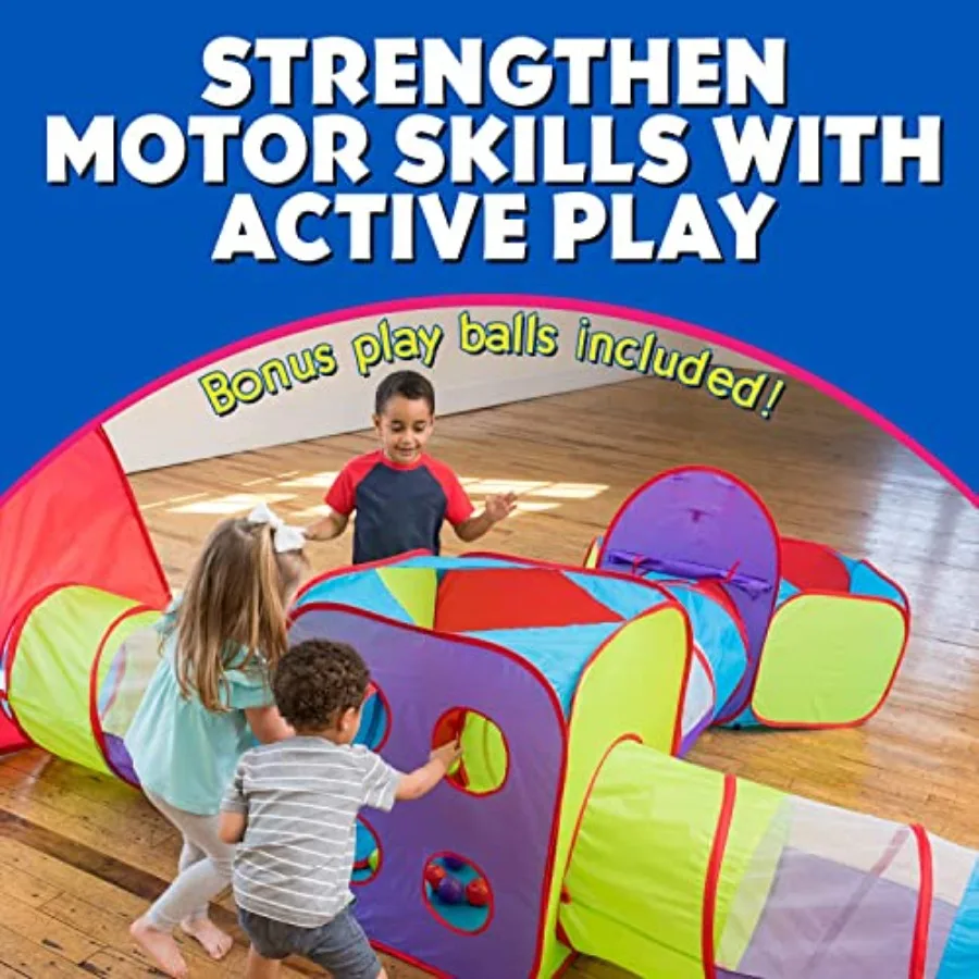 Nascondi e scivolare 7 pezzi Tenda da gioco con palline e 20 palline Tenda da gioco per palestra nella giungla per bambini Giocattolo con tunnel strisciante per neonati Gif di compleanno infantile