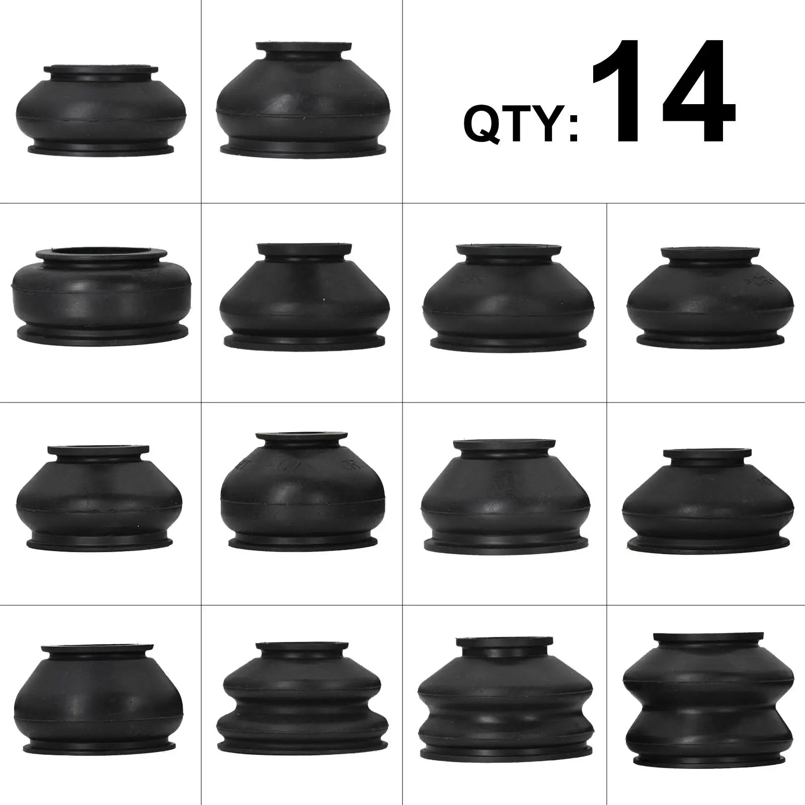 14Pc Turn To Rod Arm Ball Head Joint Dust Rubber Cover Linkages Ends Car Suspension Steering Replacement Accessories Universal