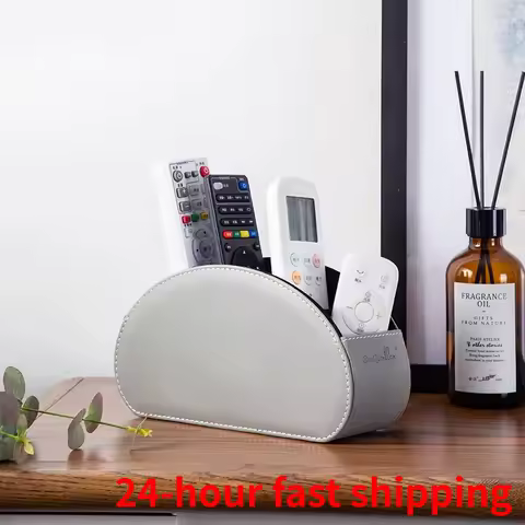 5 Grid Desktop Pu Leather Organizer Remote Control Phone And Tv Holder Desk Storage Box Cosmetics Brush Storage Holder Organizer