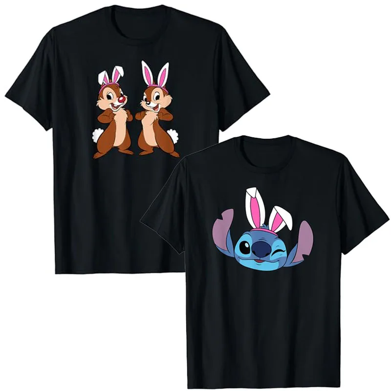 

Spring Easter Bunny Ears T-Shirt Cute Rabbit Lover Graphic Tee Short Sleeve Blouses Novelty Gift Lovely Family Friends Clothes