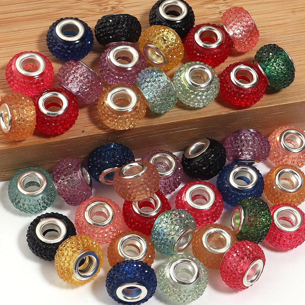 20 Stück/Los Harzperlen mit großem Loch, bunte, transparente lose Spacer-Perlen für Schmuckherstellung, DIY-Armbänder, Handyketten-Zubehör – Detail 5