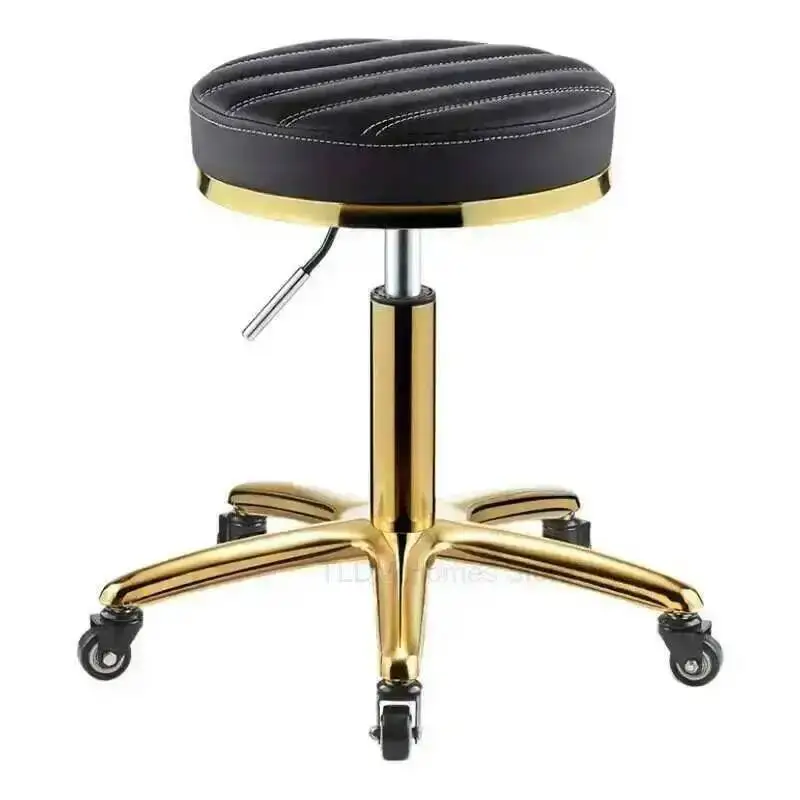 Nordic Leather Work Stool Salon Furniture Beauty Salon Round Stool with Wheels Professional Barbershop Hairdresser chair 의자