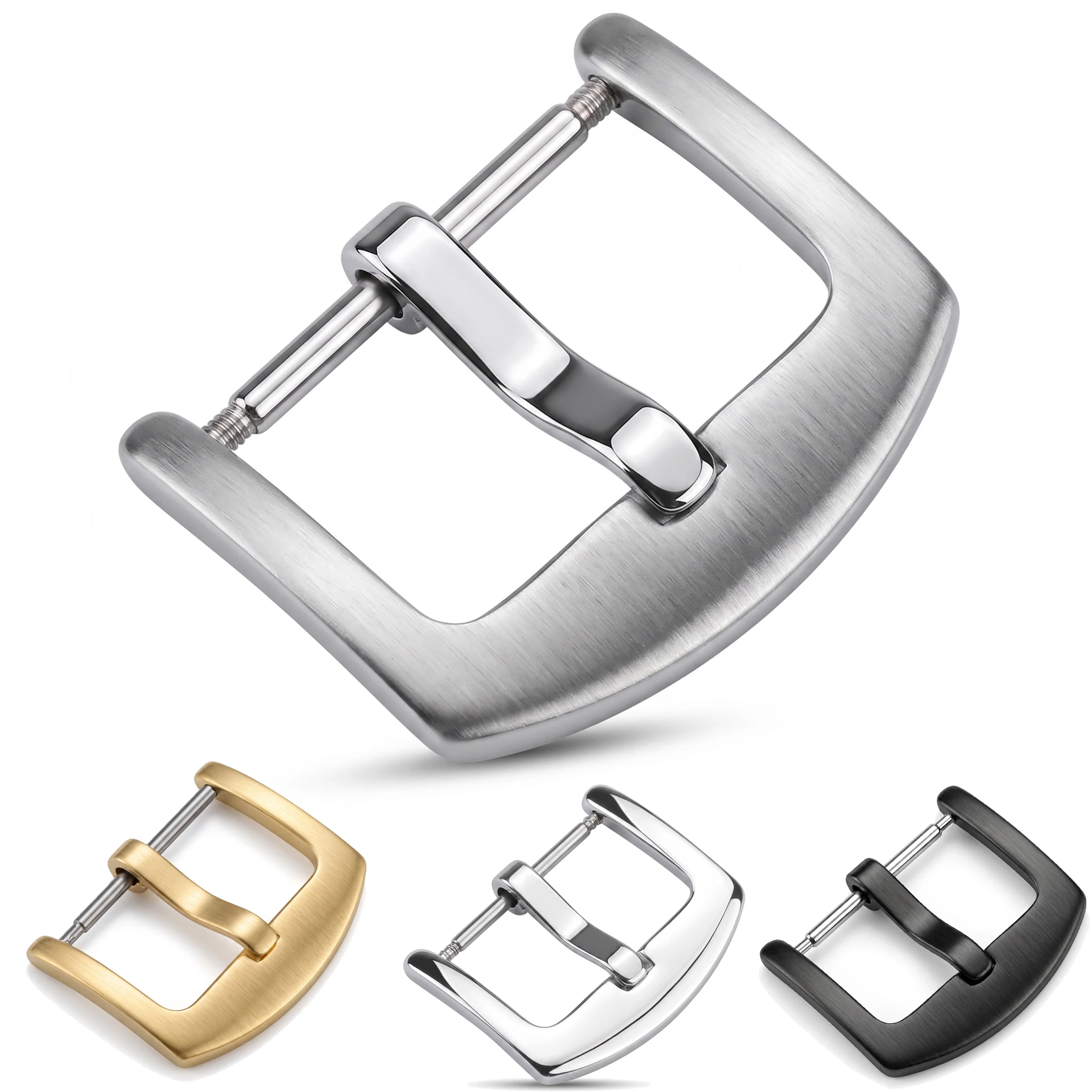 Großhandel Metall Uhren armband Schnallen aus massivem Edelstahl 16mm 18mm 20mm 22mm 24mm Silber Herren Armband Armbänder