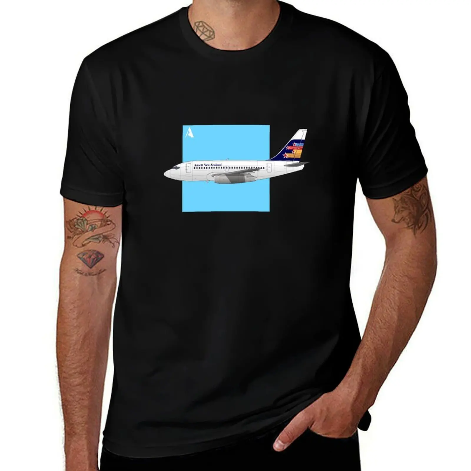 

Ansett New Zealand 737-100 Blueprint T-Shirt oversized graphic tee vintage clothes custom t shirt quick-drying clothing for men