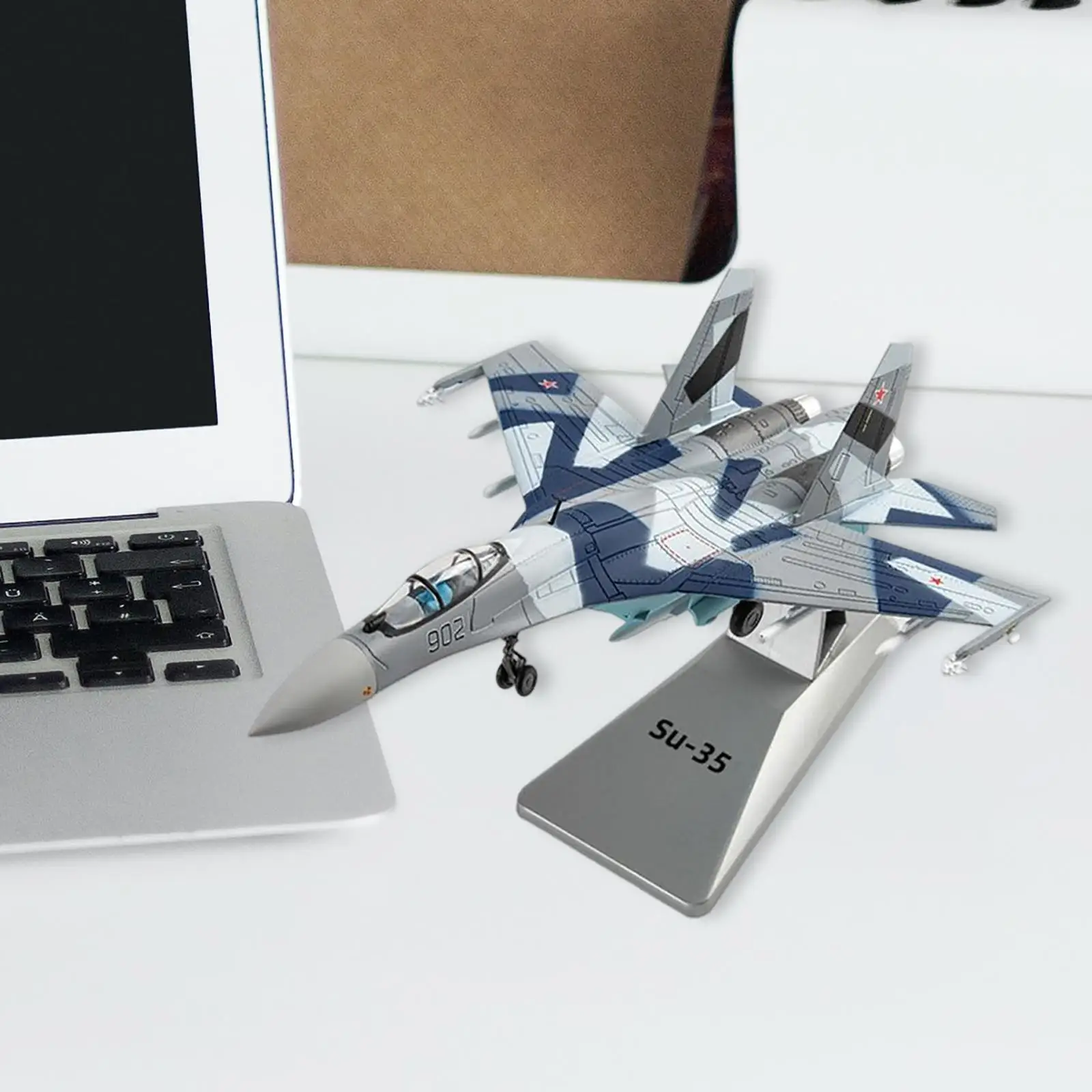 

1:100 Model, SU-35 Fighter Alloy Fighter Diecast Model with Dispaly Stand for Shelf Home Cabinet Decor Ornaments