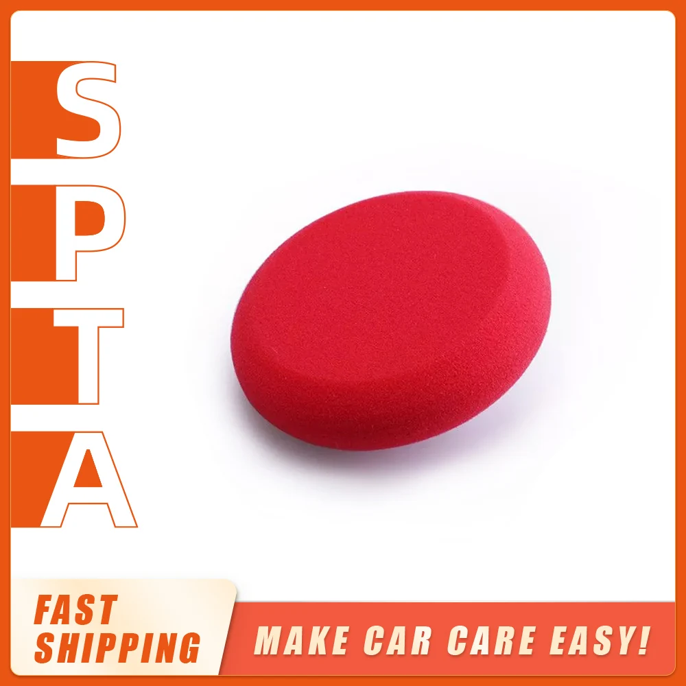 SPTA 4 Inch Round Shape Pressing Hand Polishing Red Sponge Pads Detailing Buffing Pads for Waxing Paint Ceramic Glass Cleaning