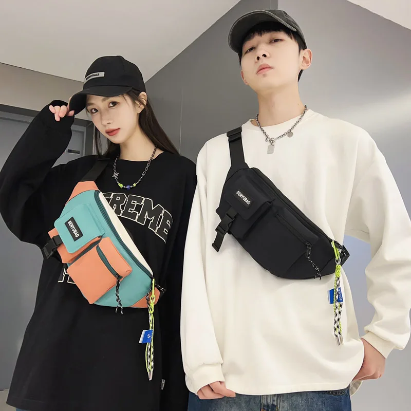 Unisex Waist Bag Casual Nylon Fanny Pack Banana Bags Streetwear Hip Hop Waist Packs Chest Pack Travel Shoulder Bag