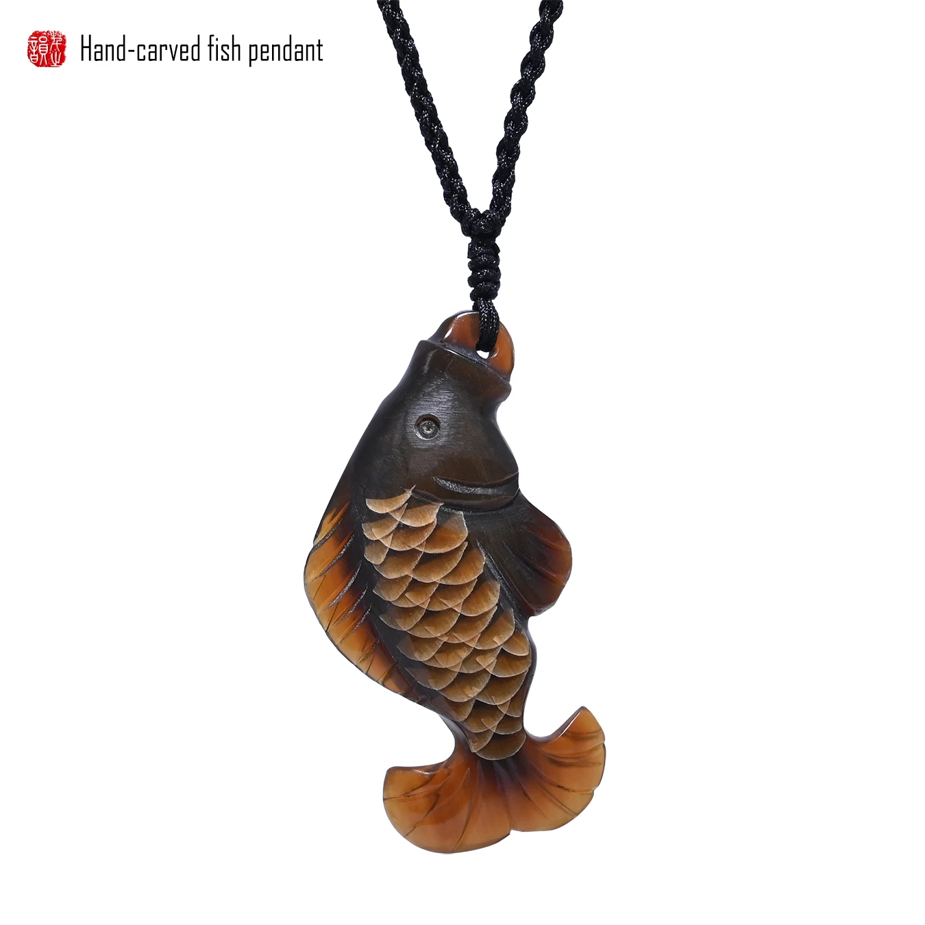 

1PC Handmade Carved Natural Yak Horn The Fish Pendant Necklace Fashion Jewelry Tibet Handmade Jewelry