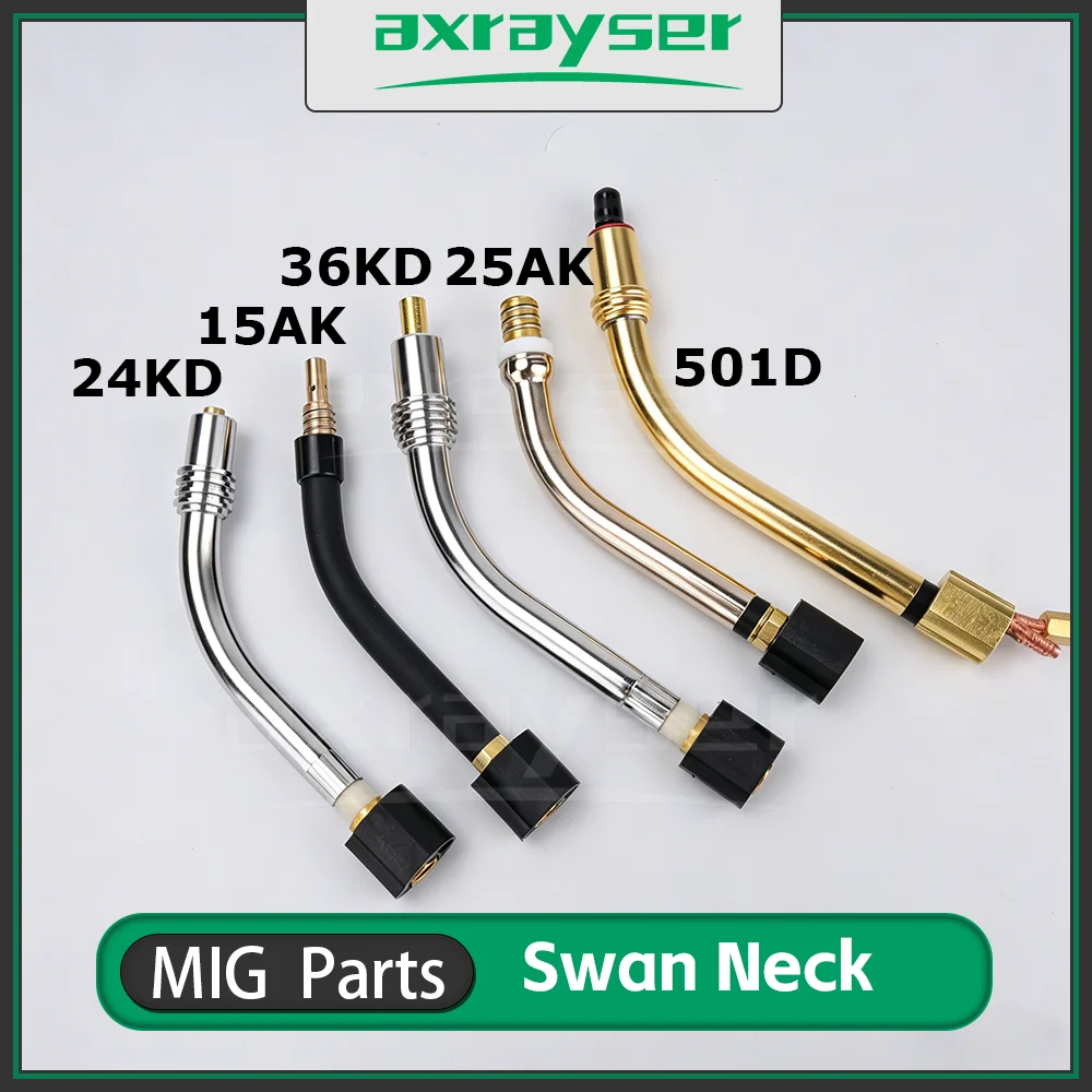 

Сварочные расходные материалы MIG/MAG: Сварочная горелка с гибкой шейкой (Swan Neck) для сварки MIG, совместимая с Binzel 15AK, 24KD, 25AK, 36KD, 501D1