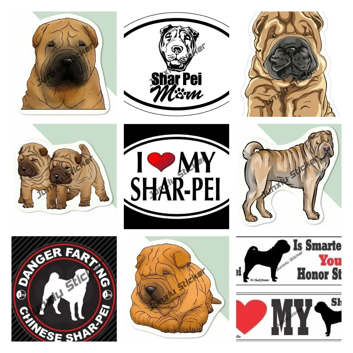 Shar Pei Mom Sticker Shar Pei Dog Pet Man's Best Friend Puppy Animal Waterproof Vinyl Decal Windows Peek Waterproofing Stickers