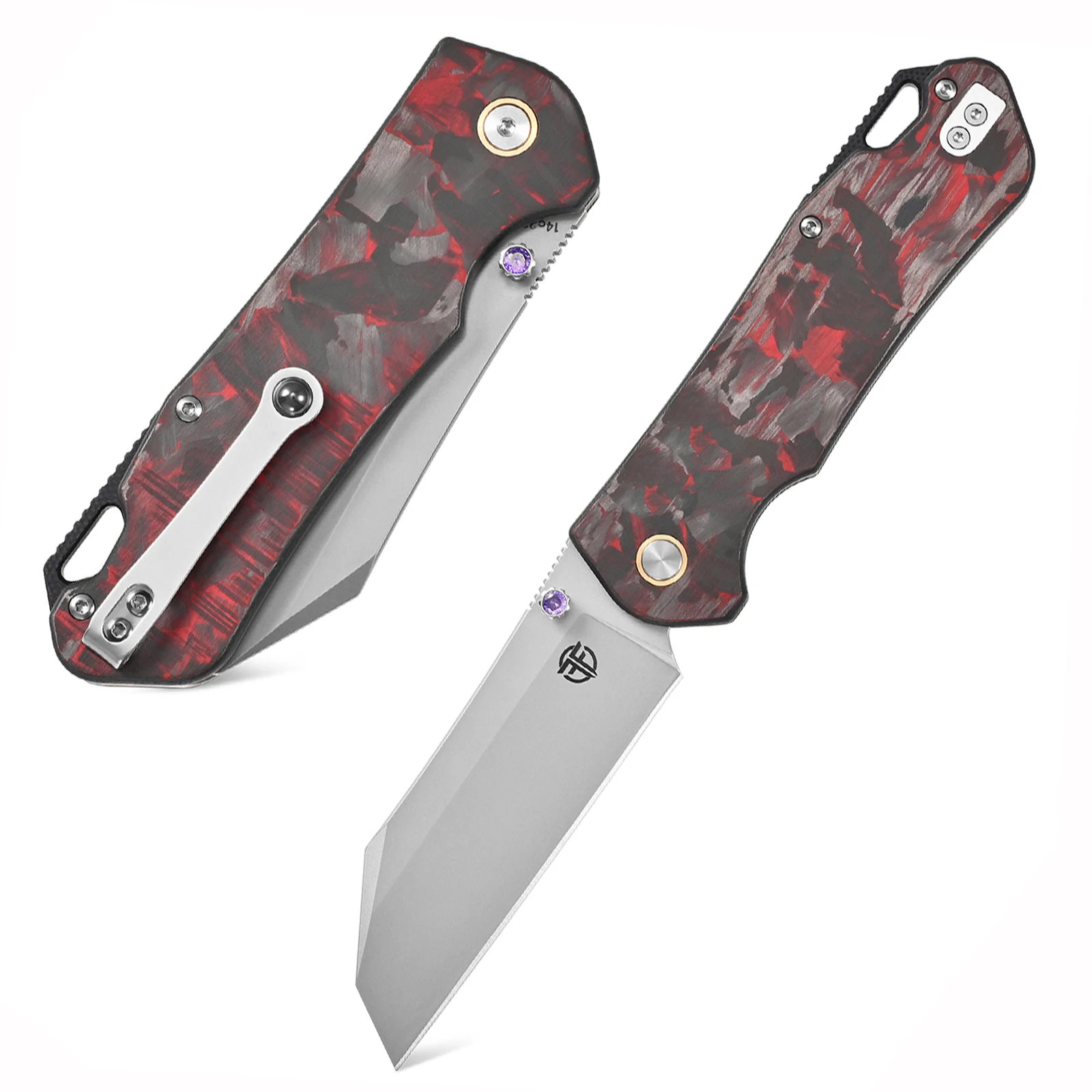 FF28 Folding Knife 14C28N Steel Blade Carbon Fiber Handle Pocket Knife with Clip for Outdoor Camping Fishing Working EDC Tool