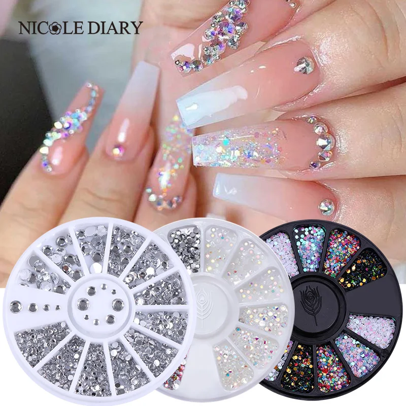 Mixed Color Glitter Nail Rhinestone Flat Back Crystal Gems Irregular Jewelry Beads Manicuring 3D Nail Art Decoration Accessories