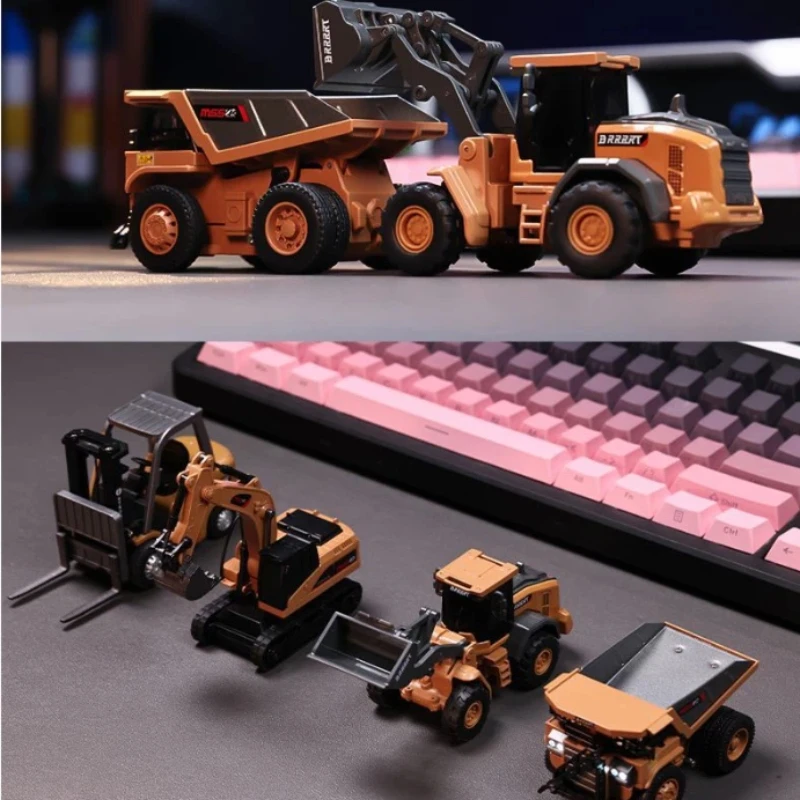 1: 64 Remote Control Desktop Excavator, Small Forklift, Dump Truck Mini Bluetooth Alloy, Mobile Phone Control, Engineering Hobby