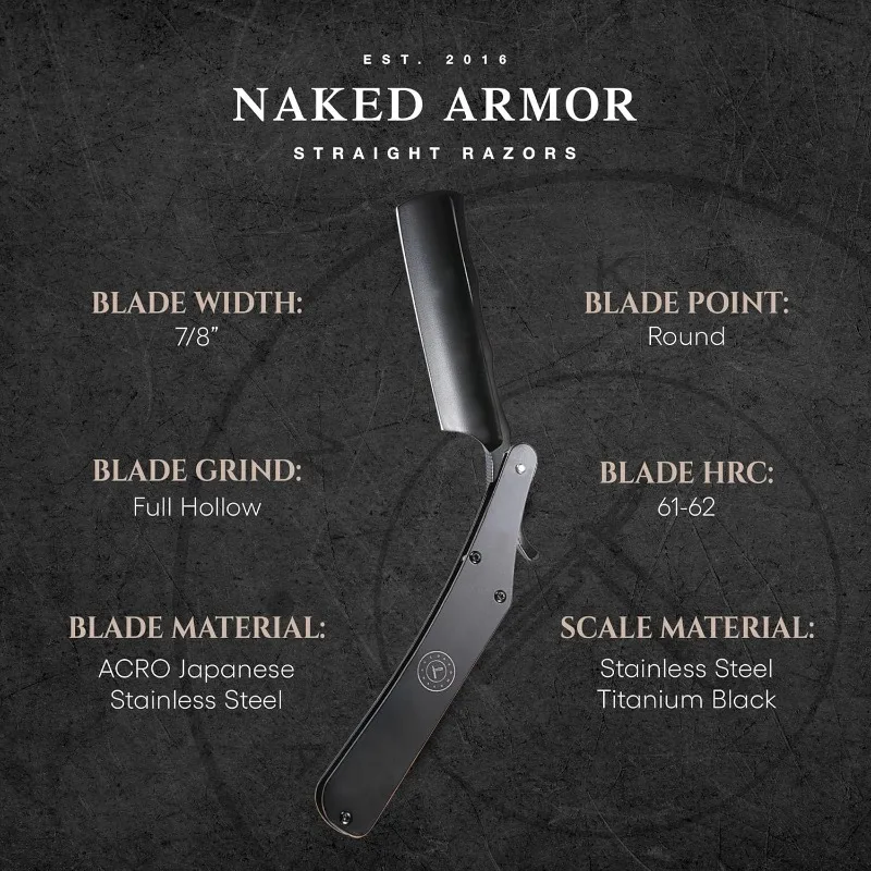 Lancelot Black Stainless Steel Straight Razor，Shave Ready Straight Edge Razor, Stainless Steel,Straight Razors