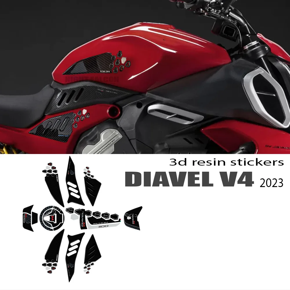 diavel V4 2023 Tank Pad Motorcycle Accessories 3D Epoxy Resin Sticker Protection Kit For Ducati Diavel V4 2023-