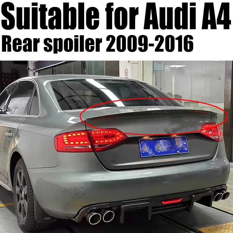 

For Audi A4 B8 Spoiler 2009 2010 2011 2012 13 14 15 2016 ABS Plastic Unpainted Color Trunk Tail Wing Decoration Car Accessories