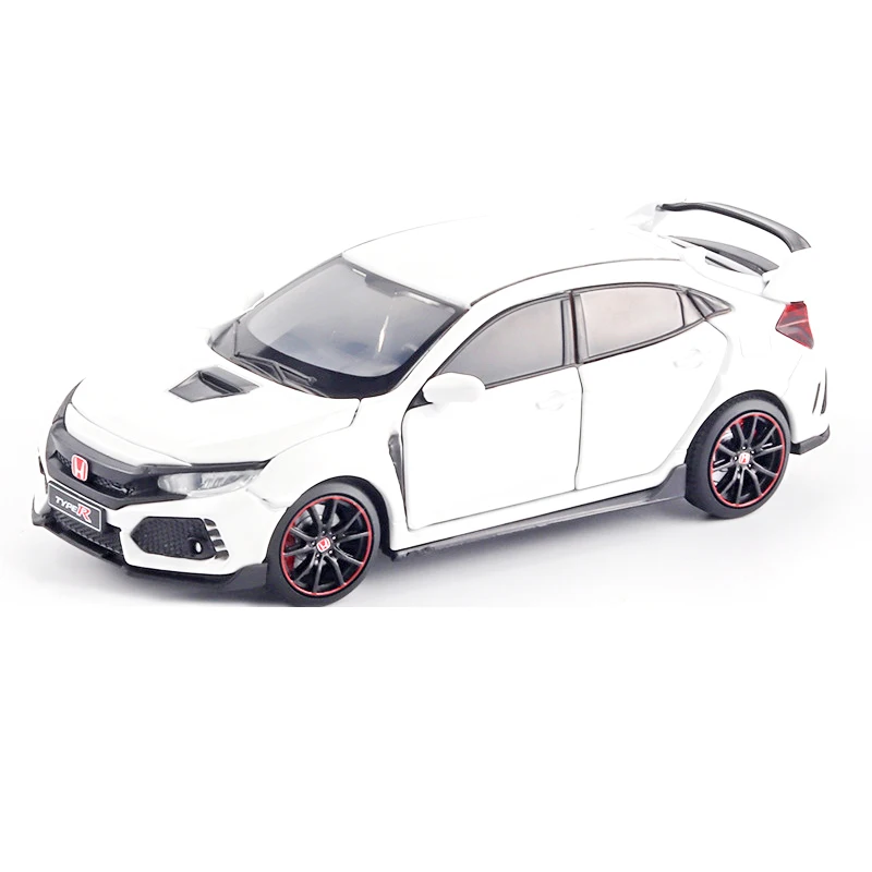 Modèle de voiture en alliage Honda Civic Type R, jouet en métal moulé sous pression, véhicule de sport, simulation, son, lumière, cadeau de collection, 1/32