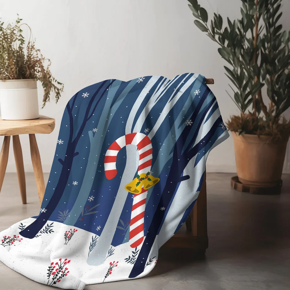 

Tuniu Striped Christmas Candy Cane Blanket for Sofa Bed Room Decoration Gift