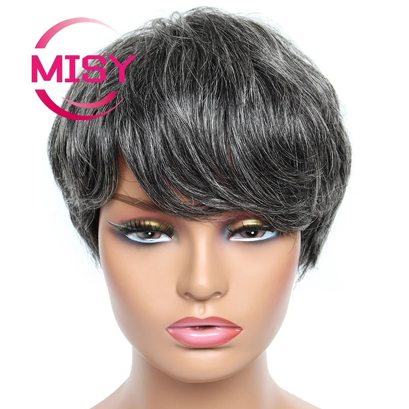 Natural Human Hair Wigs Short Bob Wig With Bangs For Women Straight Brazilian Remy Cheap Pixie Cut Wig Human Hair