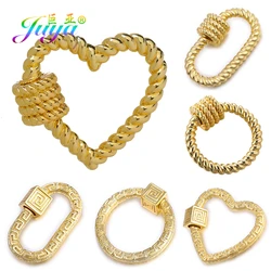 Juya DIY 18K Gold Plated Fastener Screw Locket Creative Carabiner Clasps Accessories For Handmade Pendant Chains Jewelry Making