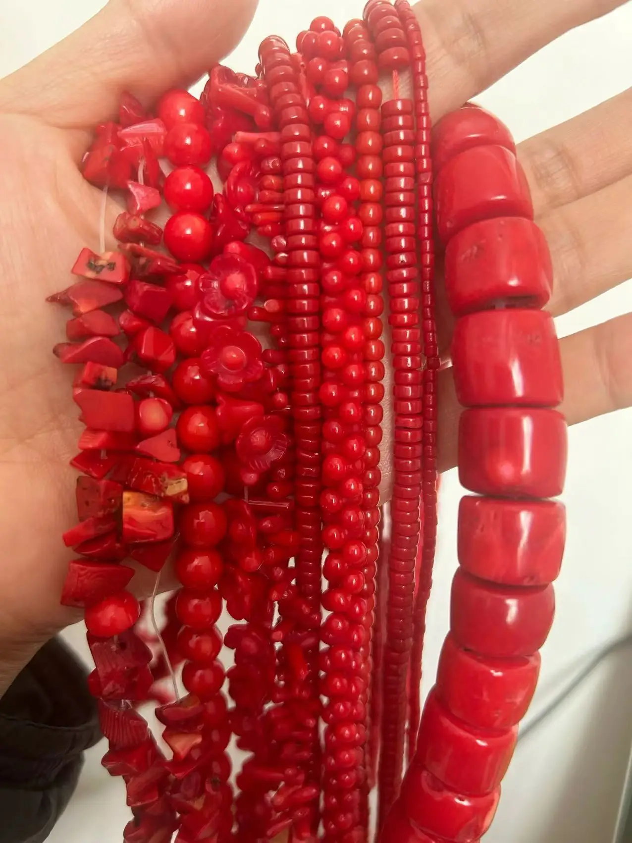 Different Shapes Natural Sea Bammboo Red Coral Jewelry Making Beads 15inch