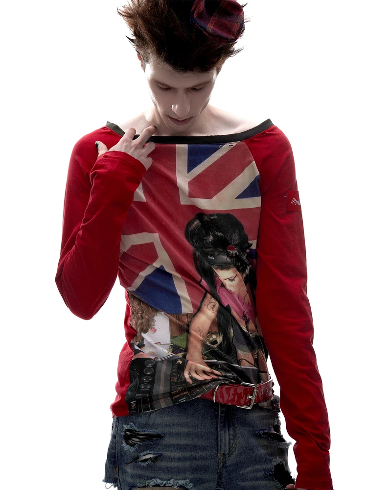 

Футболка Fruitanari Amy Winehouse с принтом DJ, с длинными рукавами, свободного кроя, для пар, для сестер и братьев, повседневная, хлопковая, летняя, для отдыха