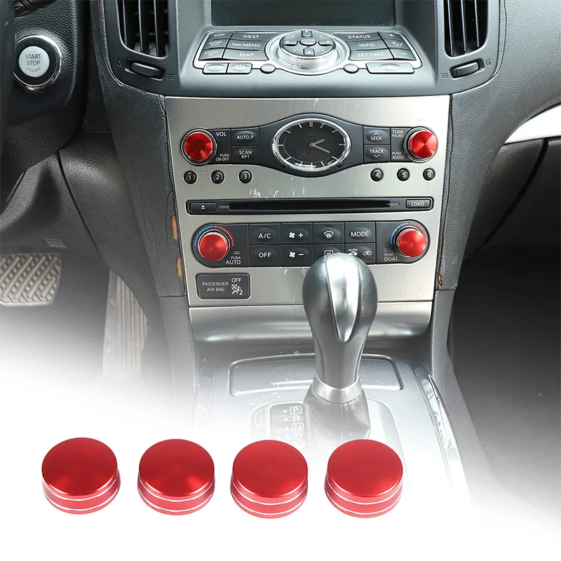 Car Air Conditioning Volume Radio Button Knob Cover Aluminum Decorative Ring For Infiniti G25 G27 G37 2007-2013 Auto Accessories