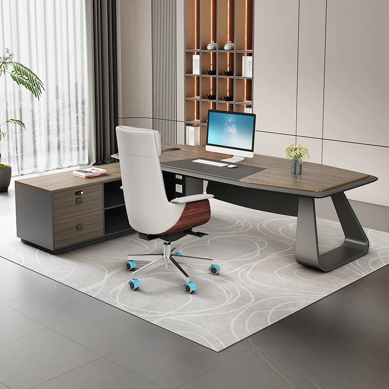 Custom High Quality Modern Design L-Shaped Executive Office Furniture Convertible Wood Boss Desk in China