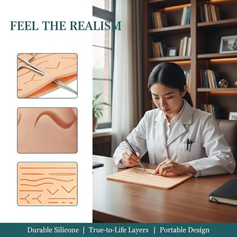 

Reusable Surgical Suture Kit Pad Silicone Skin Wounds Suture Practice Traumatic Simulation Wounds Training Teaching Model