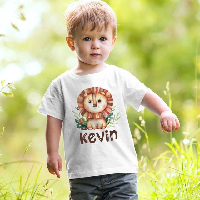 Camiseta de cumpleanos personalizada para ninos y ninas ropa salvaje para fiesta de cumpleanos animales de Safari con nombre regalos para ninos Tops AliExpress 1501