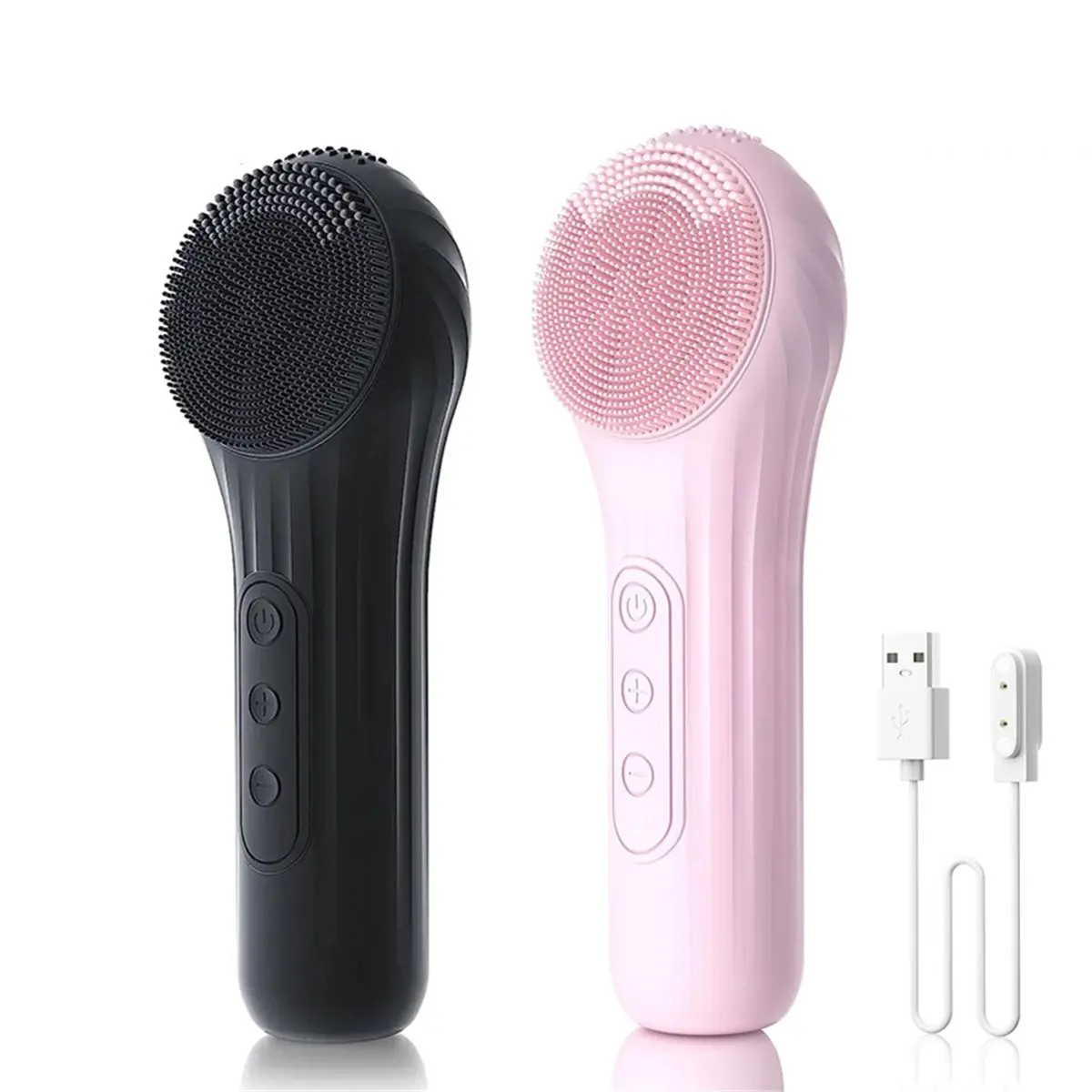 Waterproof Cleansing Brush Scrubber Exfoliating Vibrating Deep Clean Face Cleaner Black