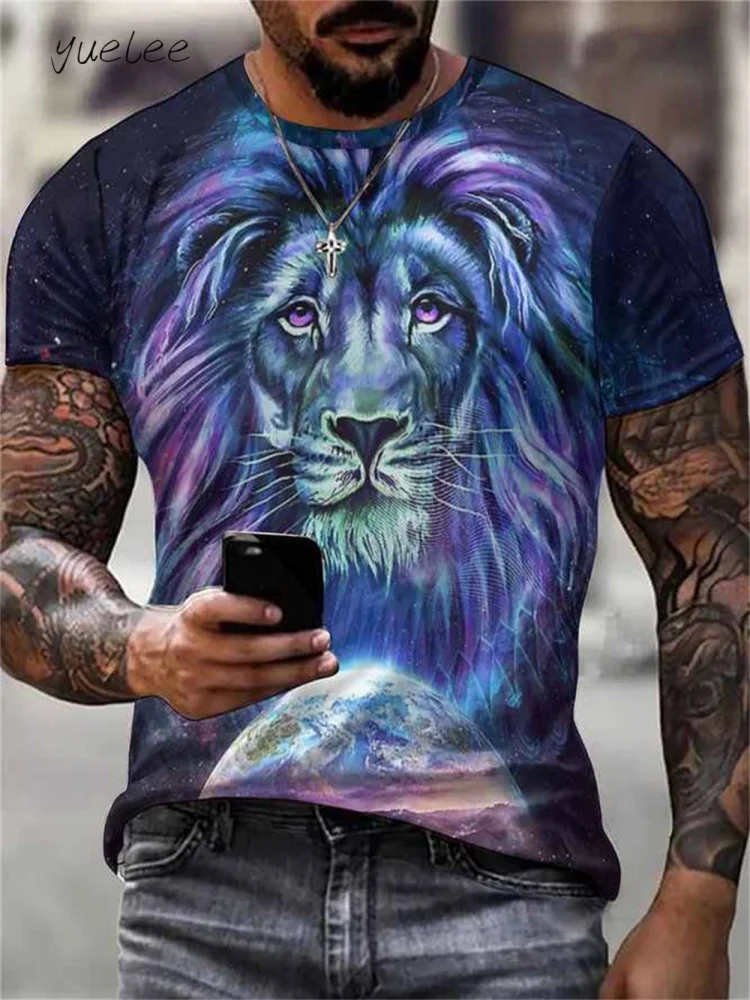 

Trendy 3D Animals Print T-Shirt Men Summer Outdoor Men's Clothing Casual Men's Tops Fashions Oversized Men's Short Sleeve Tee